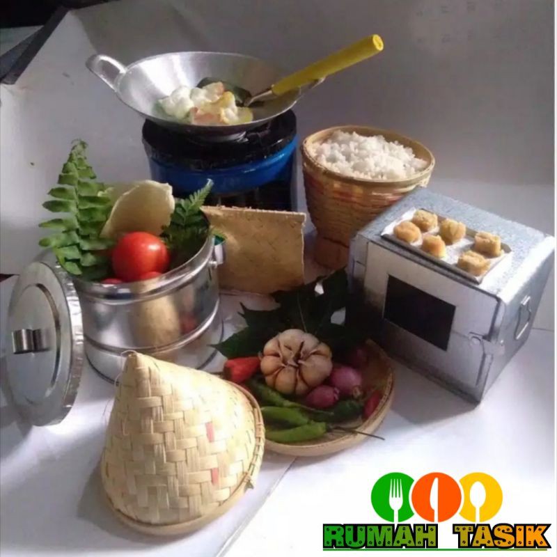 Kitchen Set Mainan Masak Masakan Anak / Kompor Mini Bakul Set / Mainan Kitchen Set Masak Memasak Tradisional Murah Berkualitas