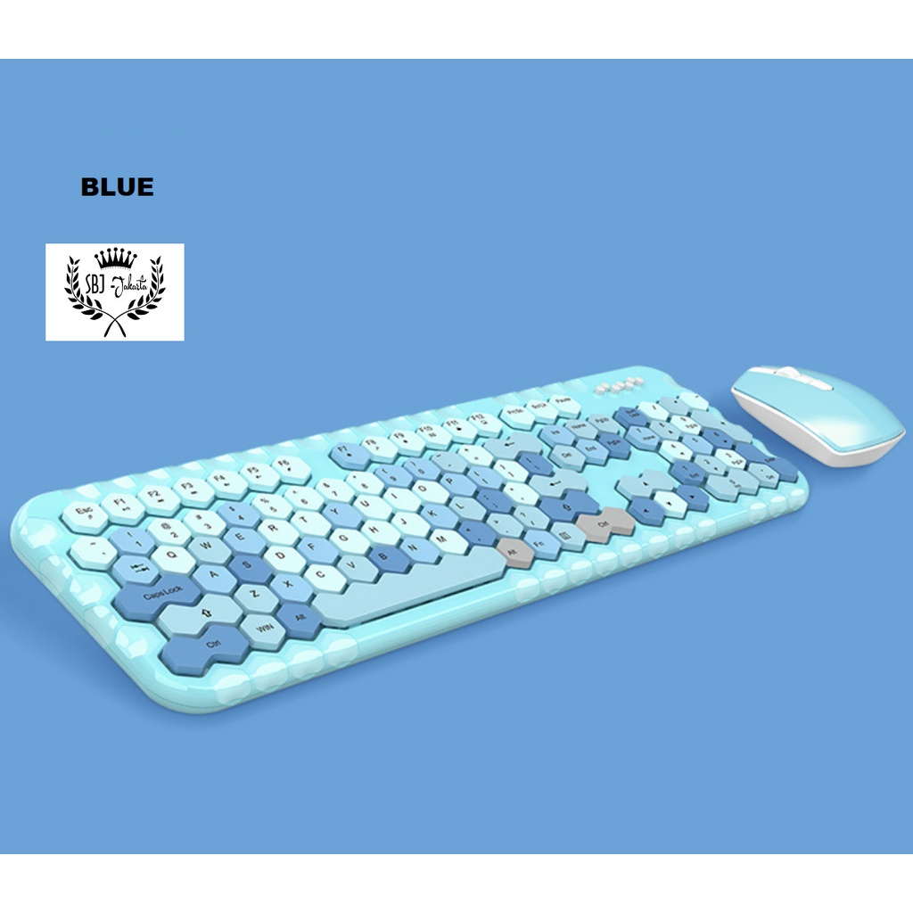 Mofii honey plus Keyboard Mouse Combo Wireless 2.4G Honeycomb Keycaps Keyboard dan mouse set