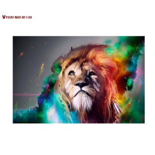 Lukisan Kanvas Desain Singa Abstrak, Ukuran 40x60cm