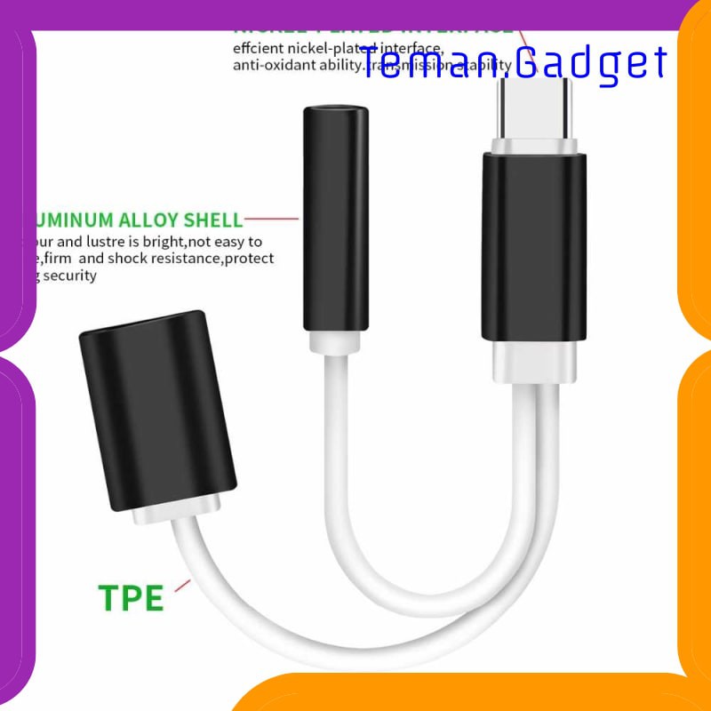 TG-AI256 ROBOTSKY ADAPTER 2 IN 1 USB TYPE C TO AUX 3.5MM HEADPHONE + USB TYPE C