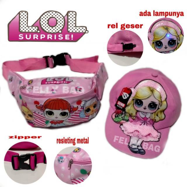 Tas waistbag anak lol tas slempang tas waistbag free topi Led