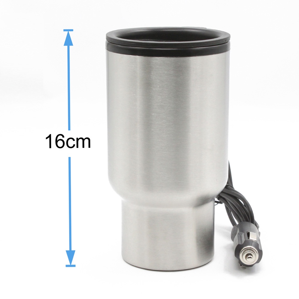 Teko Gelas Pemanas Air Mobil Car Electric Kettle Mug Stainless Steel