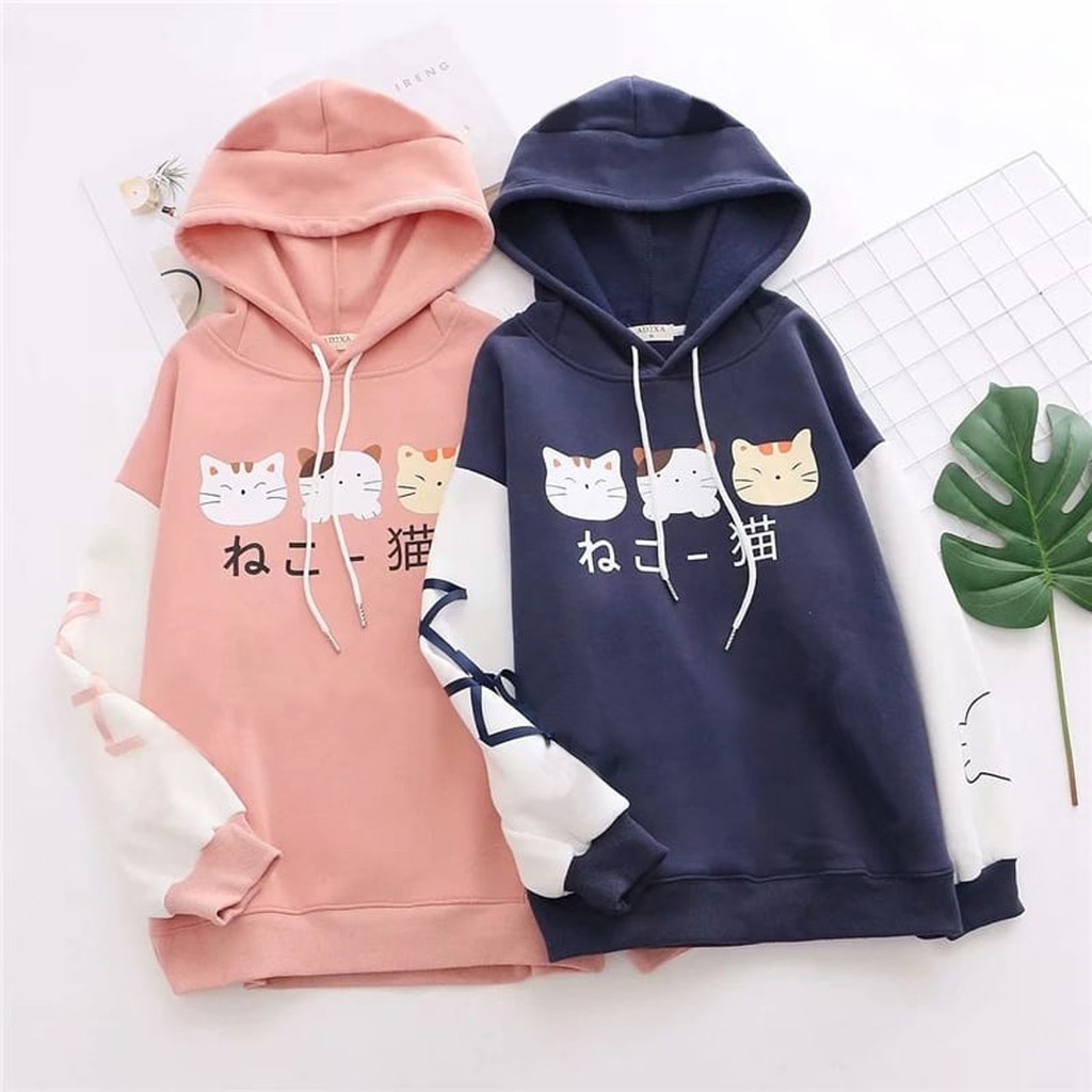 Sweater Hoodie Wanita Murah / Sweater Hoodie Combi - 3 CAT JAPAN