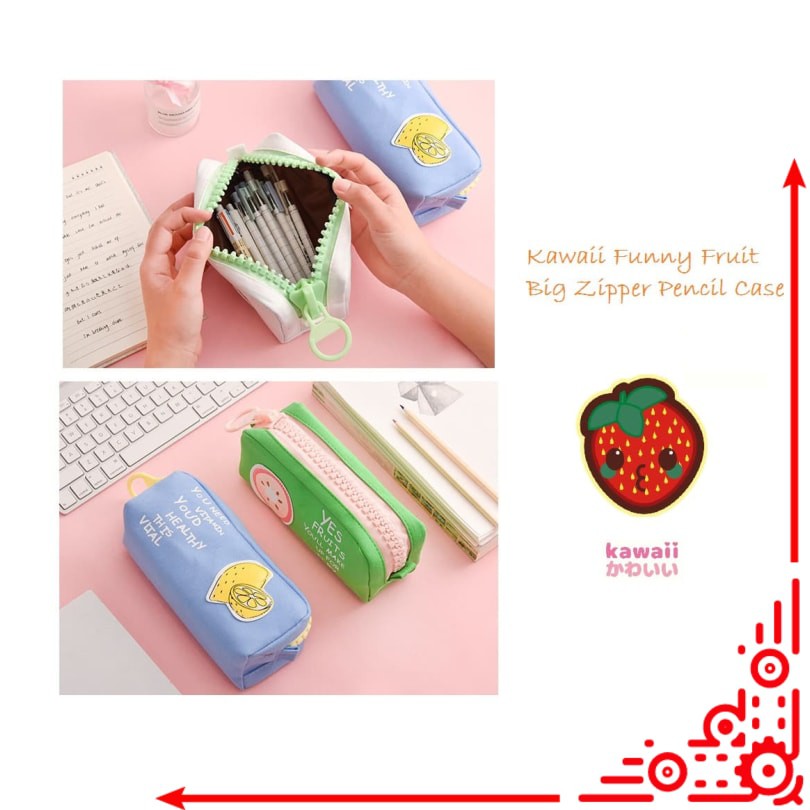 

mj / TP0047 Kawaii Funny Fruit Big Zipper Large Pencil Case / Tempat Pensil