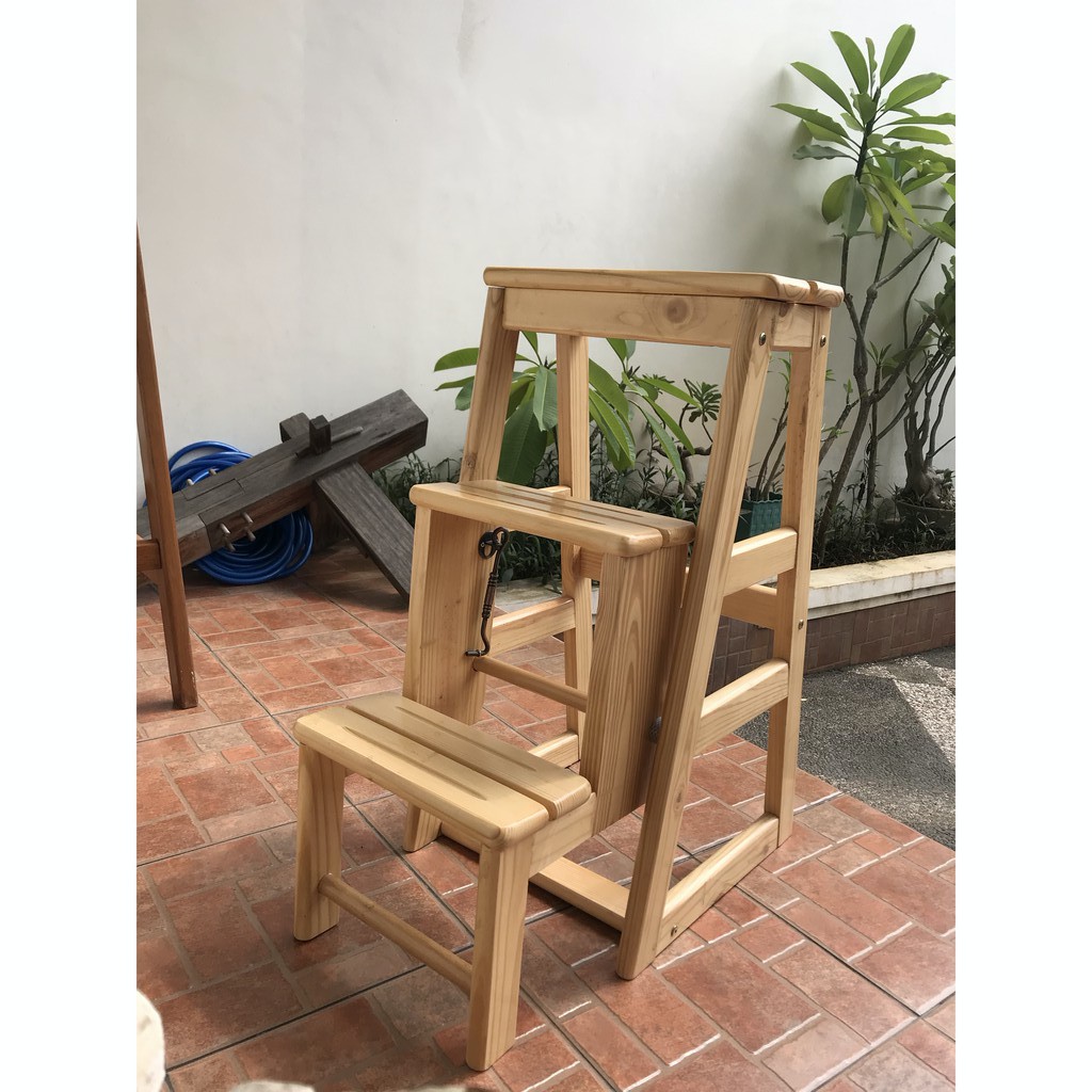 Jual Kursi Tangga Kayu Lipat Bahan PREMIUM kokoh kuat | Shopee Indonesia