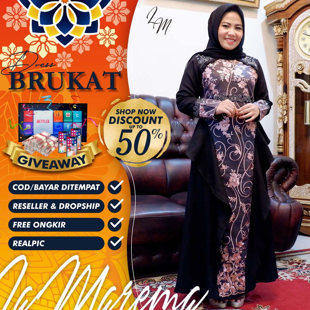 Baju Gamis Brukat Brokat Pesta Kondangan Hitam Terbaru ...