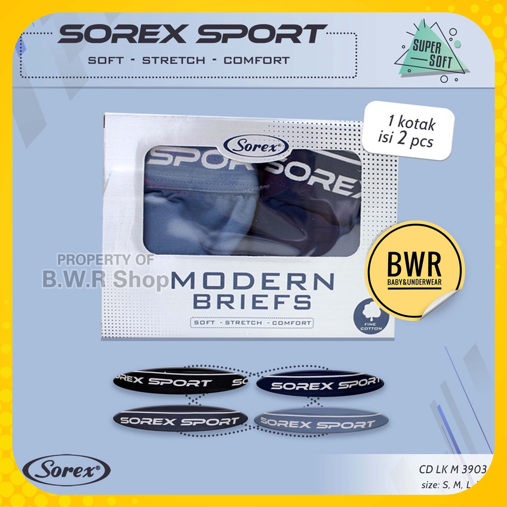 [ 2pc ] CD Sorex M 3903 Seamless / Celana Dalam Pria Super Strach Karet Tebal | Bwr