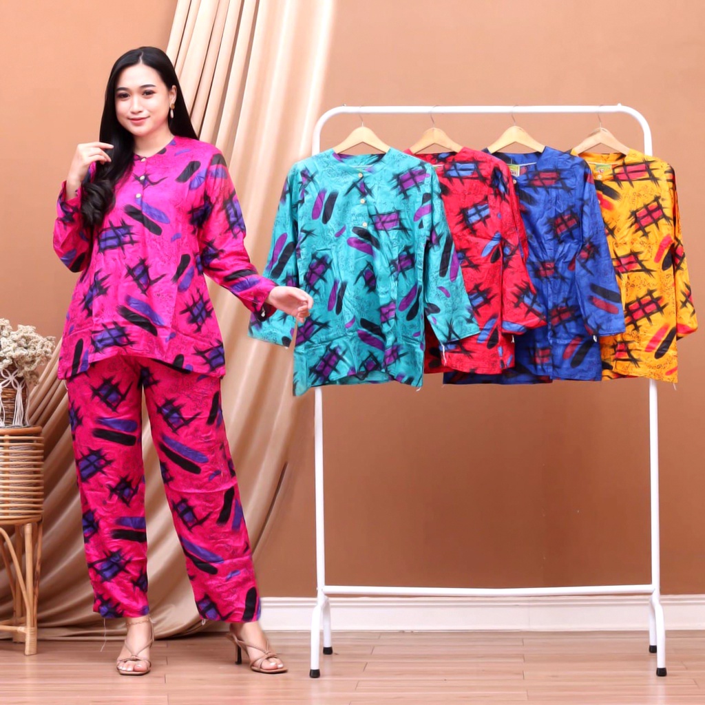 BAJU TIDUR SETELAN WANITA LENGAN PANJANG KEKINIAN ( CPLP MUFFIN VELLA BLARAK ) BUSUI BUMIL - BATIK FA