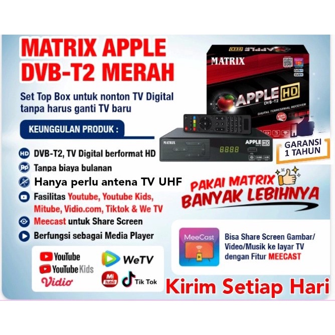 apple merah set top box tv digital dvb t2 matrix apple hd   stb generasi terbaru
