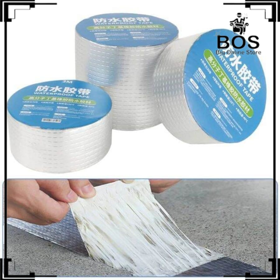 BOS - LAKBAN ALUMINIUM FOIL BUTYL WATERPROOF TAPE LEM ANTI BOCOR 5CM | 3M 5M