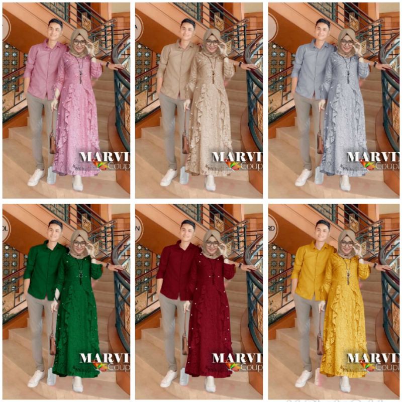 SET CP MARVINA CP VIANNE GAMIS COUPLE BRUKAT CORNELI GLITTER KOMBI MUTIARA 6 WARNA