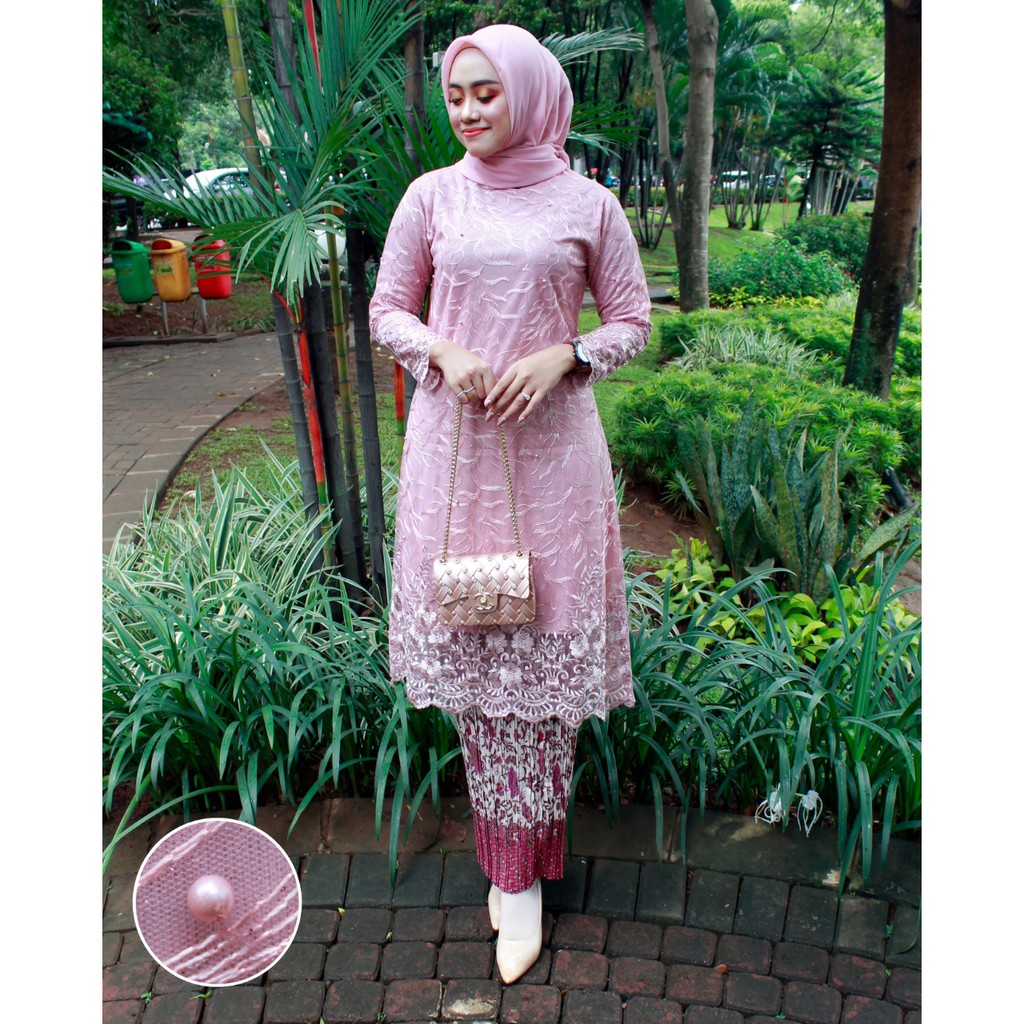 KEM&gt; KEBAYA TUNIK ISYANA / TULLE BORDIR IMPORT / BAJU KEBAYA MODERN / KEBAYA WANITA PESTA DAN WISUDA