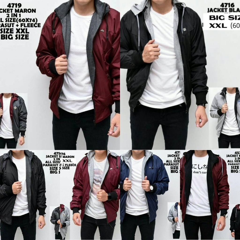 PREMIUM Jaket BB Pria/Wanita / Jaket Bulak - Balik Jumbo XXL / Jaket tow in one / Jaket Parasit XXL