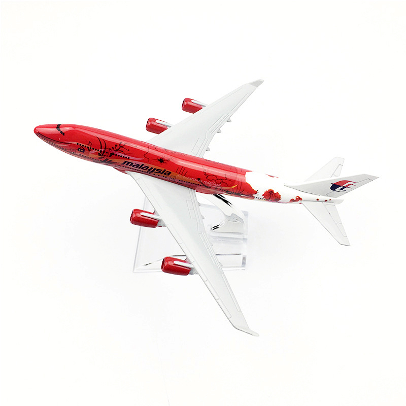 Miniatur Diecast Pesawat Terbang Malaysia Airlines Hibiscus Boeing 747 B747 Bahan Alloy Ukuran 16CM / 20CM Untuk Koleksi