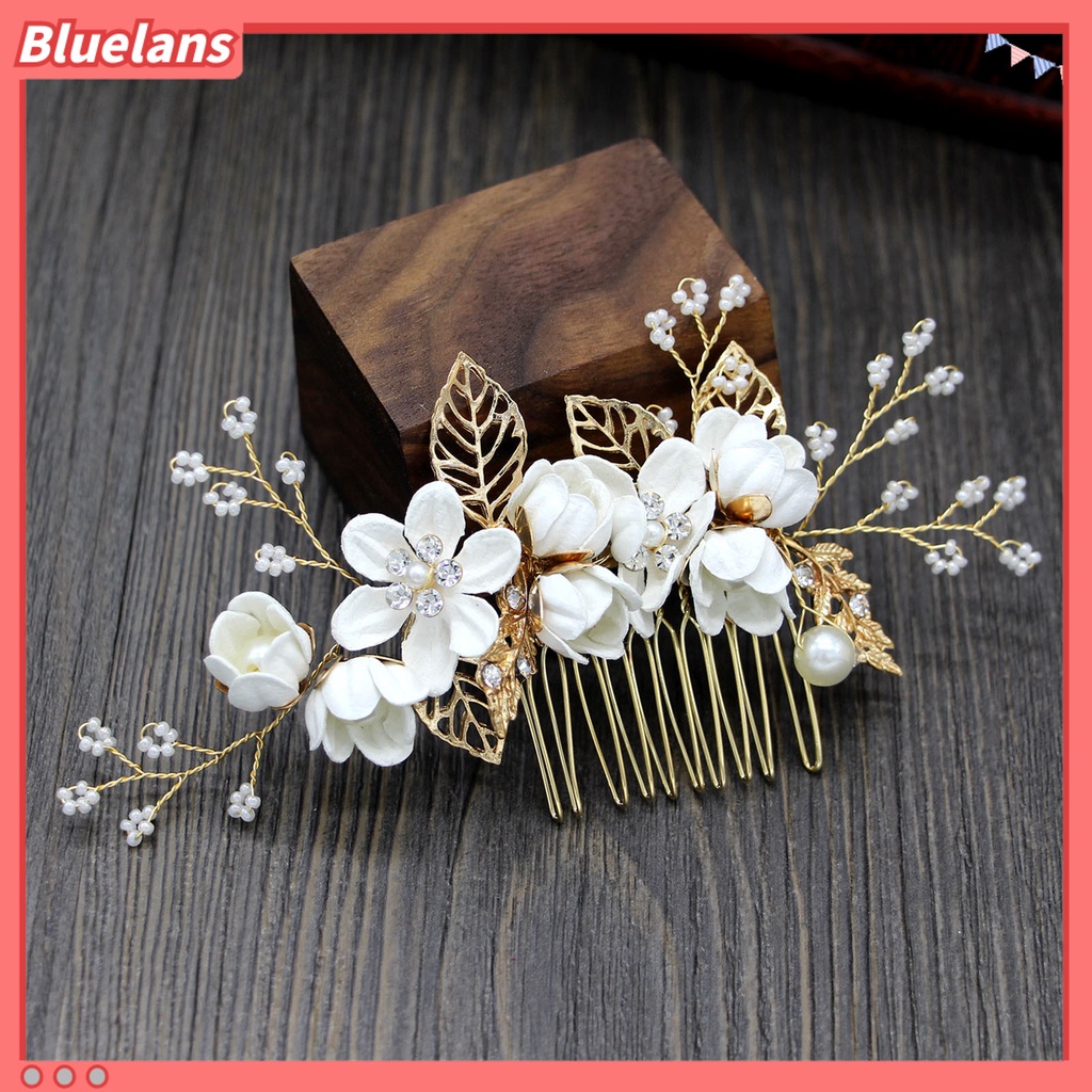 Bluelans Eye-catching Hair Clip Wedding Hair Comb Faux Pearl Crystal Bride Hair Accessories Exquisite for Wedding