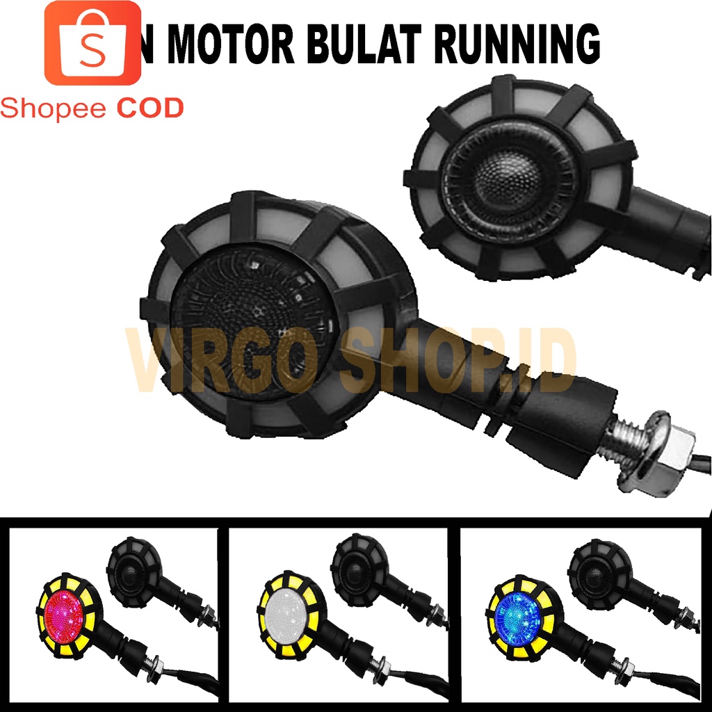 Lempu SEN Runing Led untuk Motor Sport Model Proji Bulat / Lampu Led / Lampu Motor / Lampu Sen / Lampu / Lampu Sen Motor / Lampu Proji