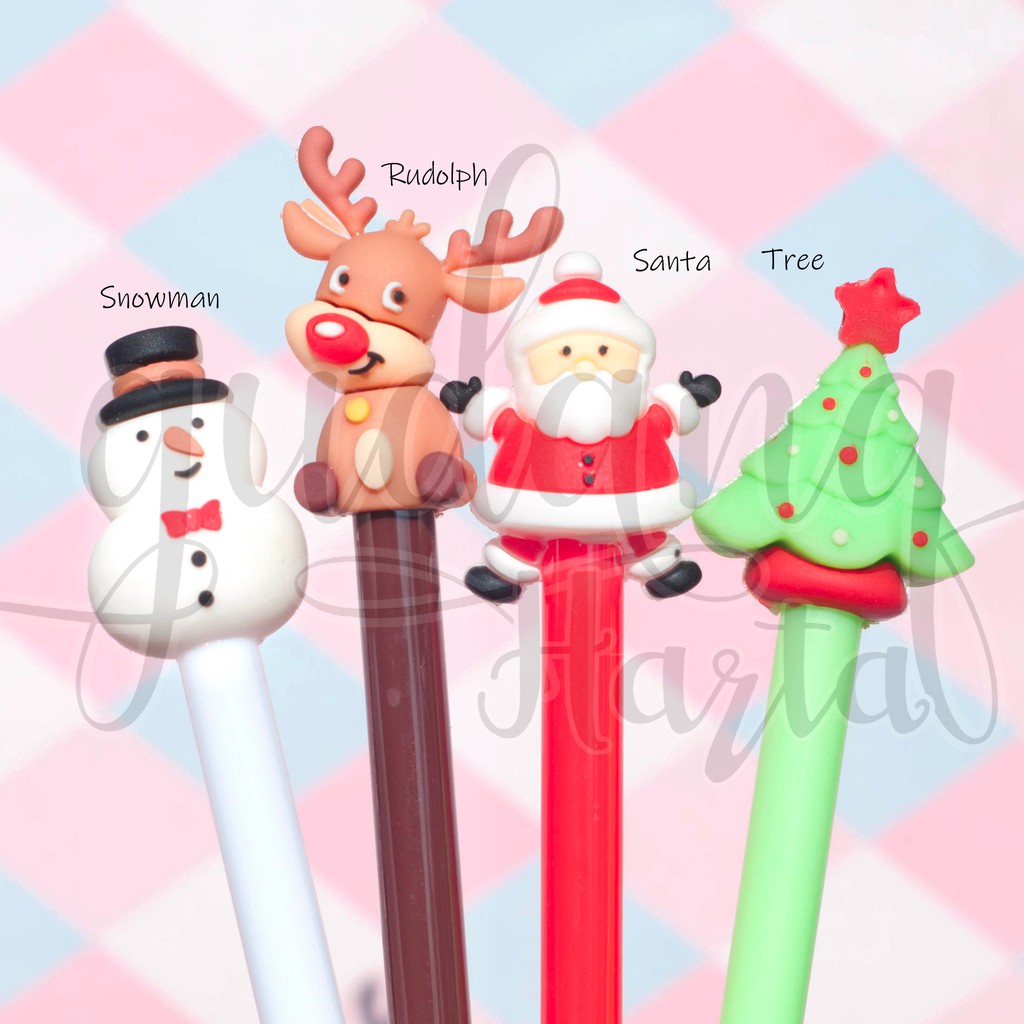 Pulpen Gel Natal Santa Rudolph Pohon Snowman Hadiah Lucu Kado Unik GH 307148