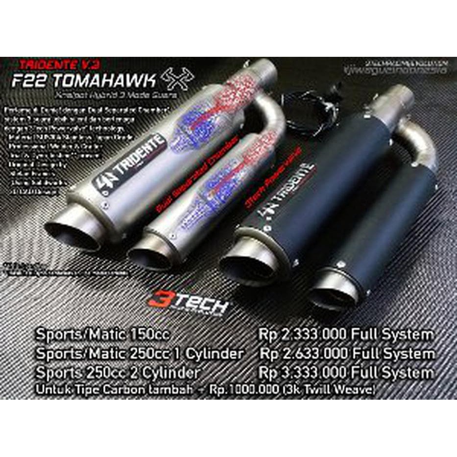 PROMO BESAR Knalpot Hybrid 3 Suara Tridente F22 Tomahaw Berkualitas new