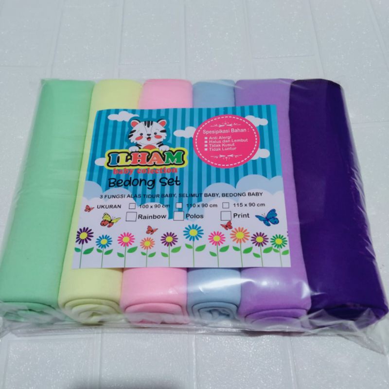 6PCS DAN 3PCS BEDONG BAYI RAINBOW UK 90X115CM DAN UK 110X90CM BAHAN ADEM LEMBUT HALUS