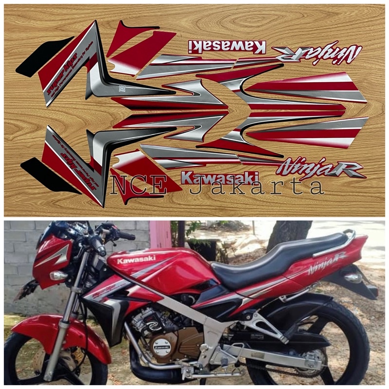 STIKER STRIPING MOTOR NINJA R 2010 MERAH