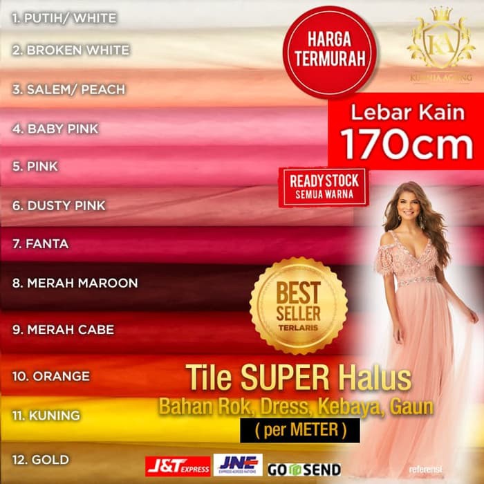 Terjual Kain Tile /Tulle/Tila Polos BAHAN ROKDRESSGAUNKEBAYA perMETER MURAH - Putih Termurah