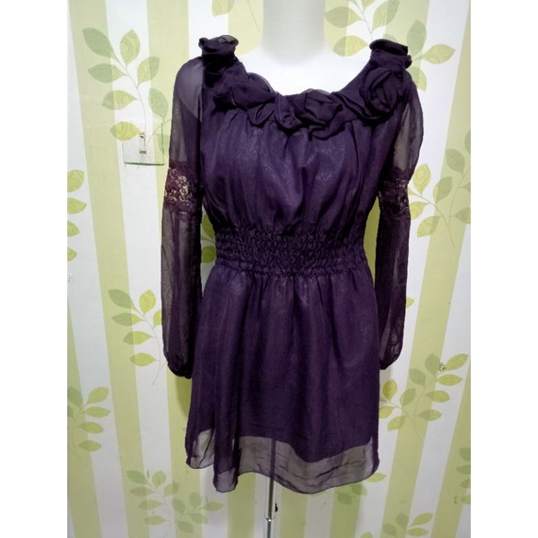 dress ungu tua