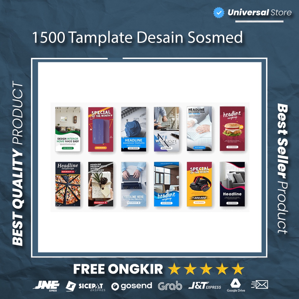 Koleksi 1500 Template Desain Produk Instagram Post Feed Story PPT Power Point Slide Social Media