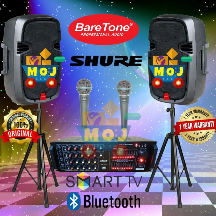 Paket karaoke Baretone 15 inch outdoor indoor bluetooth original