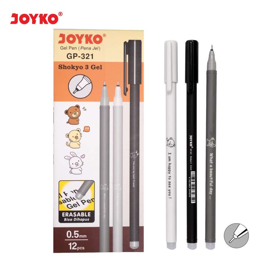 

Pulpen Erasable Joyko GP-321 Shokyo Gel Pen 0.5mm Bisa Di Hapus Tinta Hitam Satuan - AGB