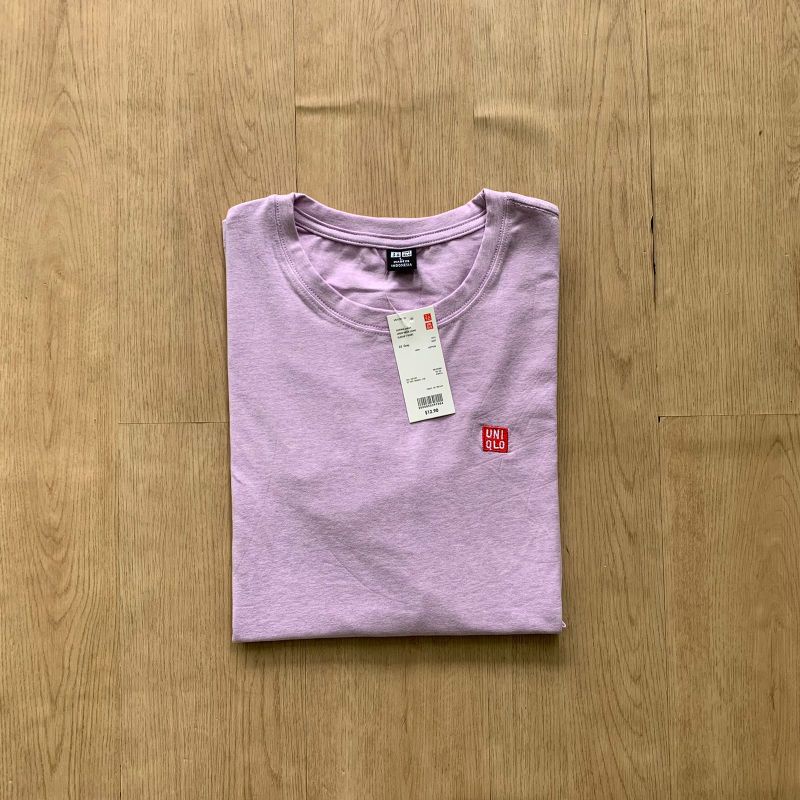(Unisex) Kaos UNIQLO logo bordir /UNIQLO men O neck / t-shirt UNIQLO long Sleeve-PENDEK UNIQLO PURPLE