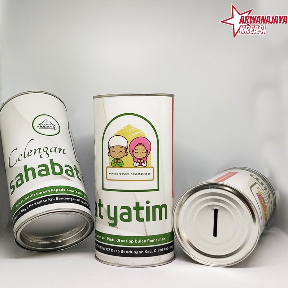 Celengan Kaleng Costum Ukuran Jumbo / Celengan Buka Tutup Jumbo Karakter Costum