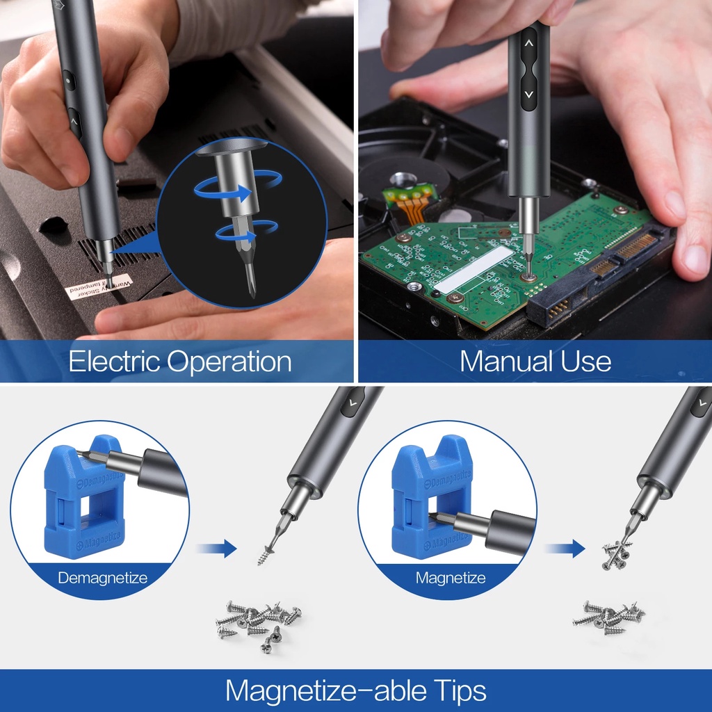 28pcs Bor mini Obeng listrik electric screw driver Multi-function screwdriver Lampu LED untuk Ponsel Laptop Alat Perbaikan