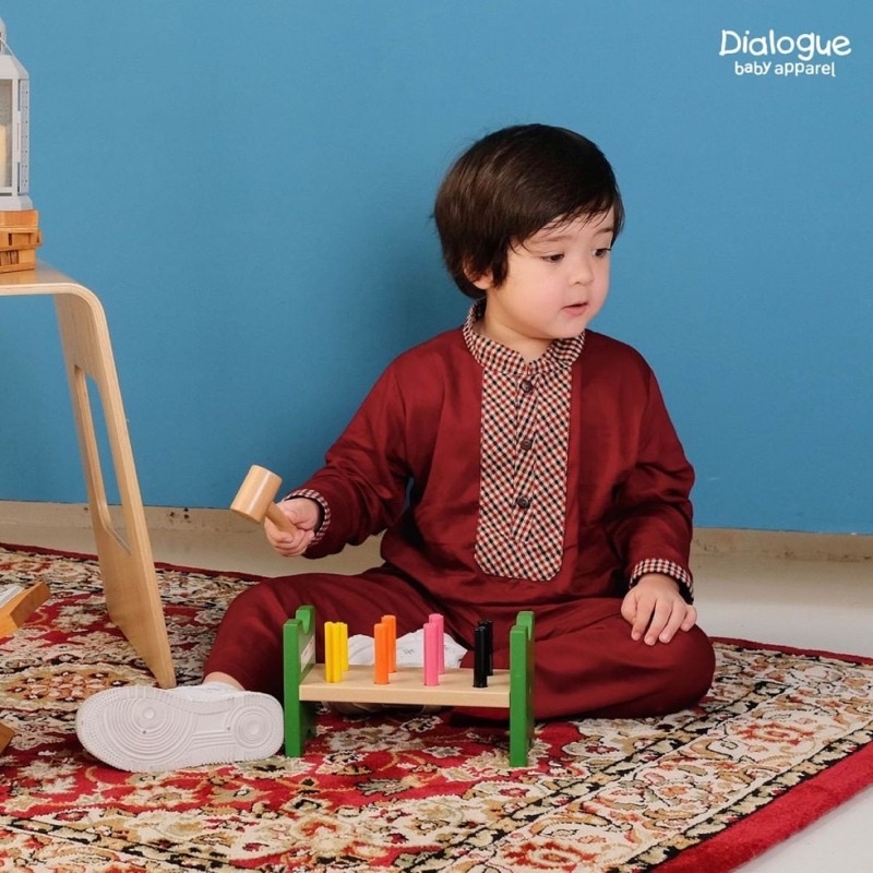 Dialogue Stelan Peci Koko Anak Lebaran AMEER COLLAR SET LONG SLEEVE 1 Stel / Setelan Koko Baju Panjang Koko bayi Anak Dialogue