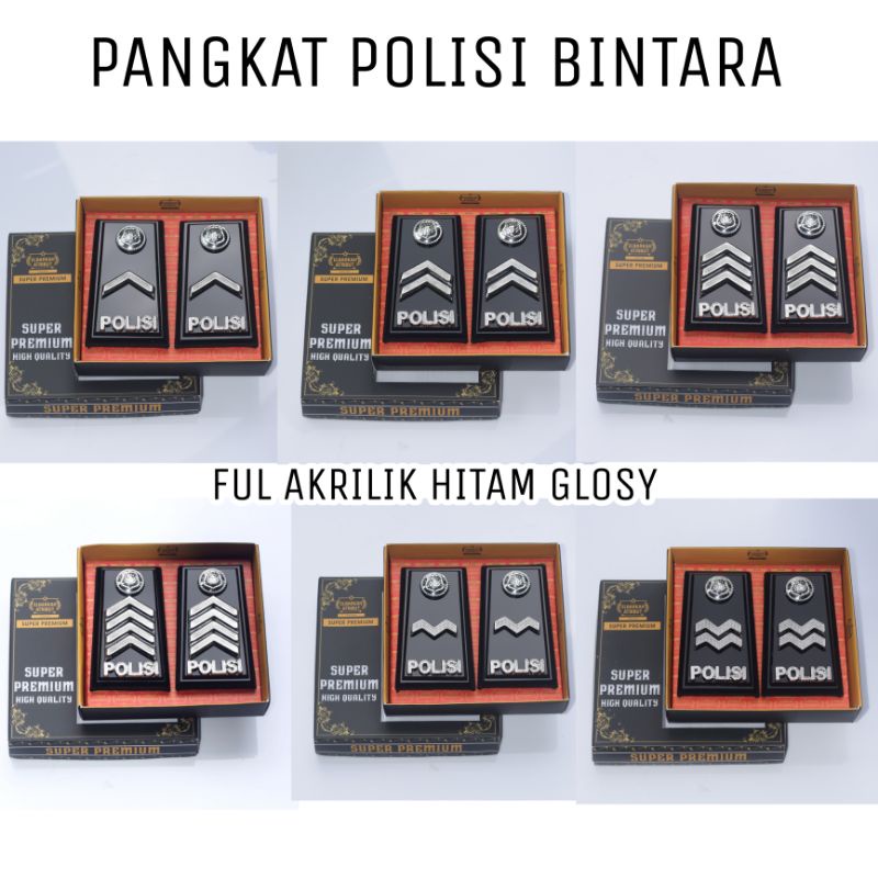 PANGKAT POLISI POLRI BINTARA [BRIPDA-BRIPTU-BRIGADIR-BRIPKA-AIPDA-AIPTU] FUL AKRILIK HITAM GLOSY #1