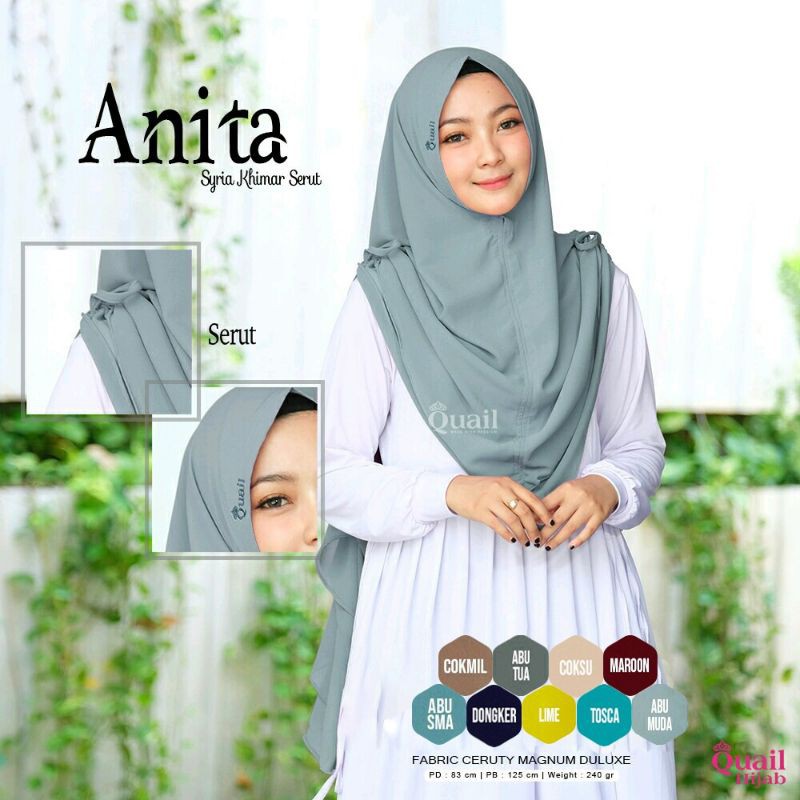 ANITA ORIGINAL QUAIL HIJAB | Khimar Quail | Khimar Syiria Quail | Khimar Serut Quail