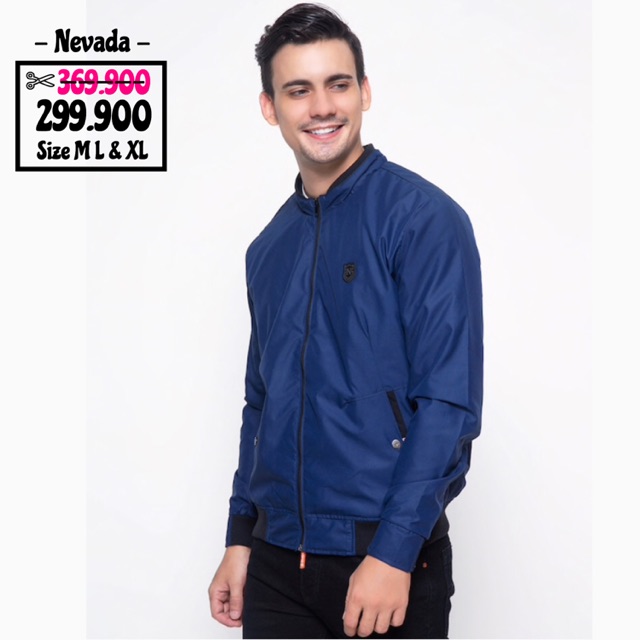 Nevada Men Jacket Pria Basic Chroms - Navy