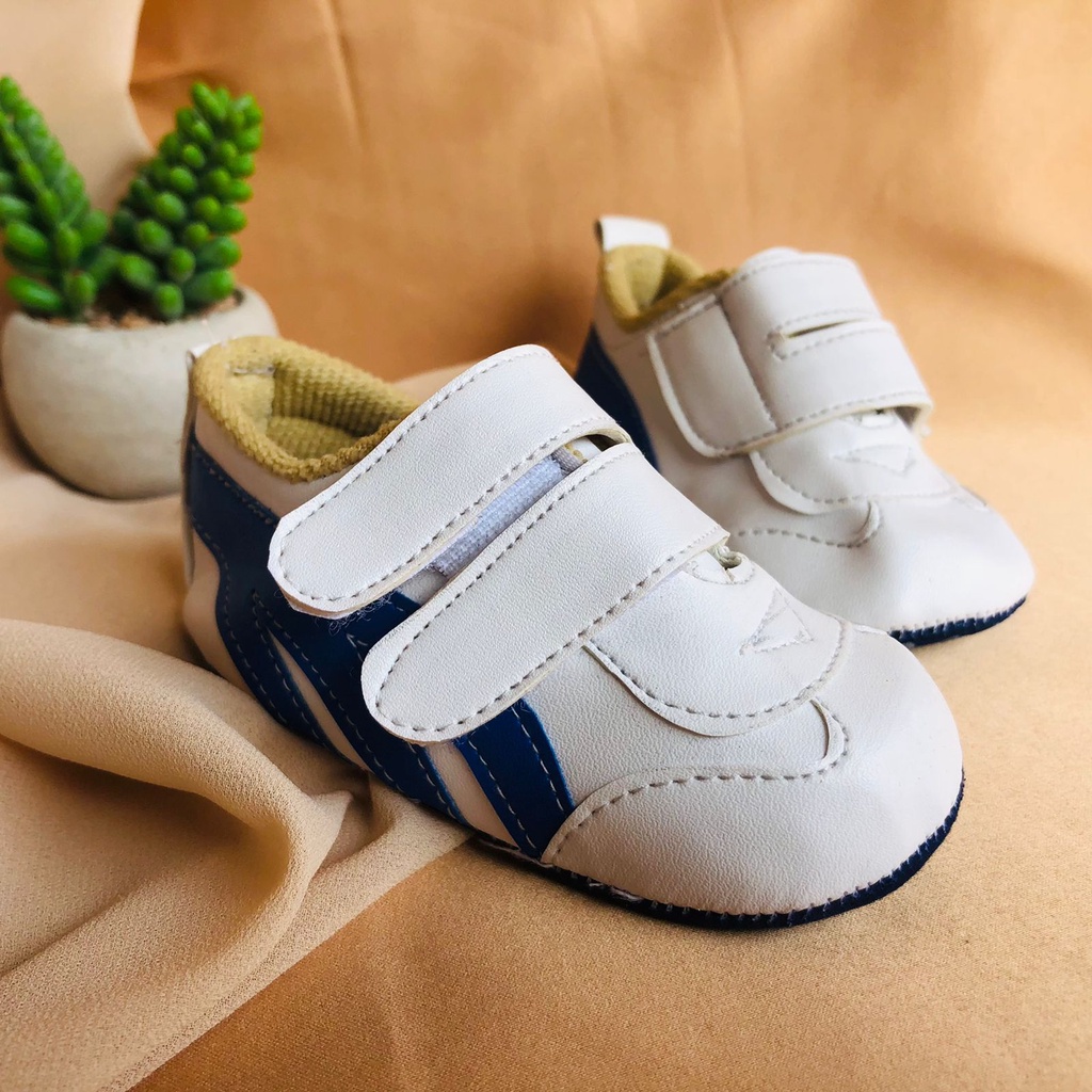 sepatu PRE COWOK bayi baby shoes prewalker laki laki umur 0 - 12 bulan model casual model perekat velkro Baby Boy Lucu Murah PRE SPORTY BIRU