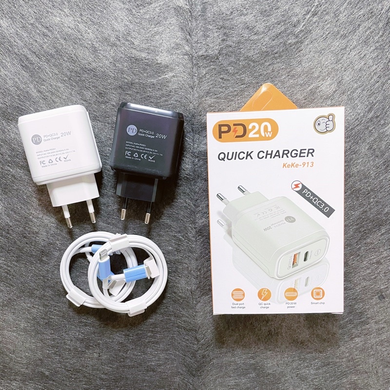 【CA005】[GROSIR/COD]（Tanpa Kabelnya）Skyhigh Charger 20W Travel Adaptor Colokan USB+PD 2 Port QC3.0 Quick Charging