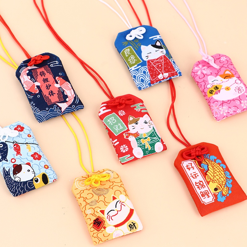 Tas Doa Omamori Pray Fortune Gaya Jepang Dengan Liontin Talisman