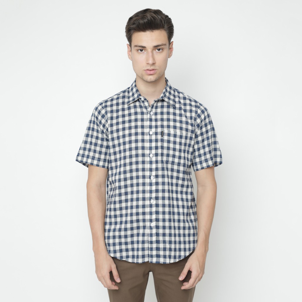 Guten Inc Saville Plaid  Navy Shirt Kemeja Pria  