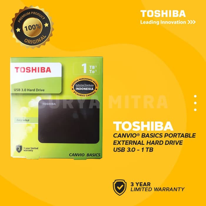 Hardisk Eksternal 1TB Toshiba Canvio Basic USB 3.0