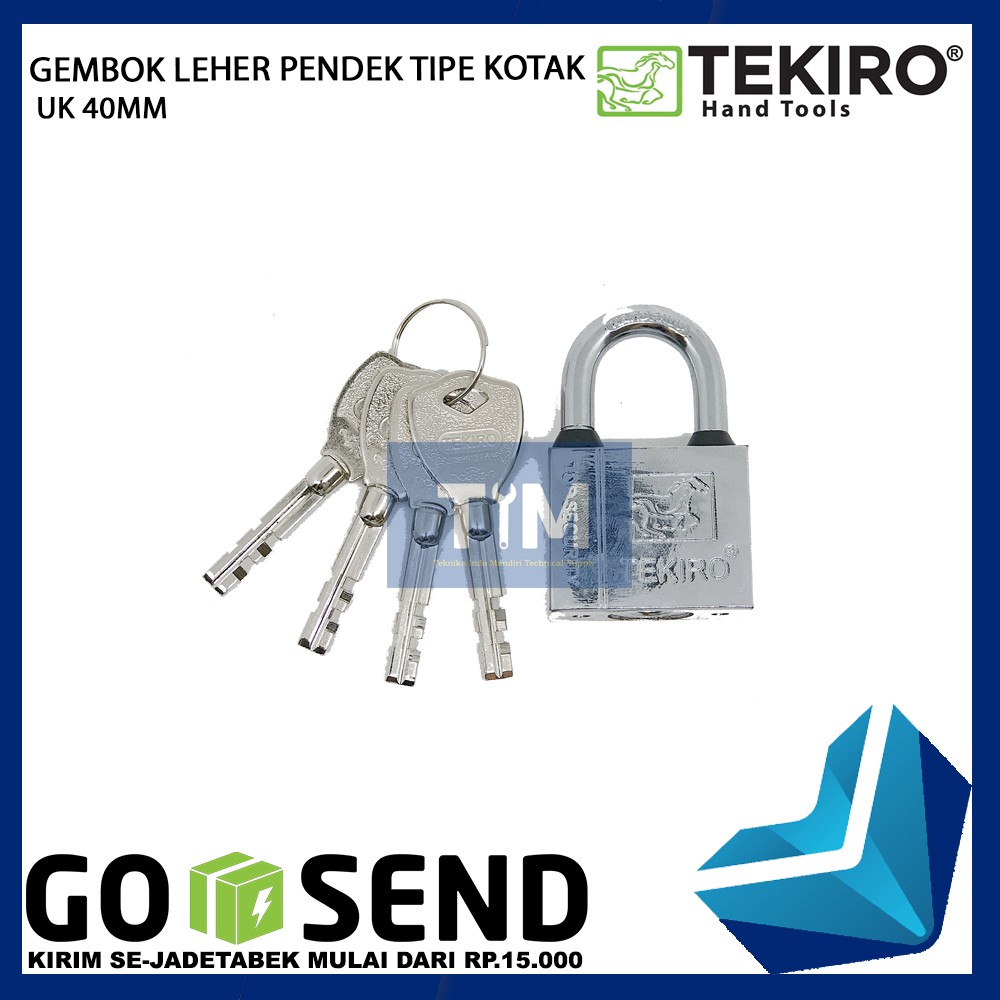 TEKIRO Gembok Leher Pendek 40 MM Tipe Kotak