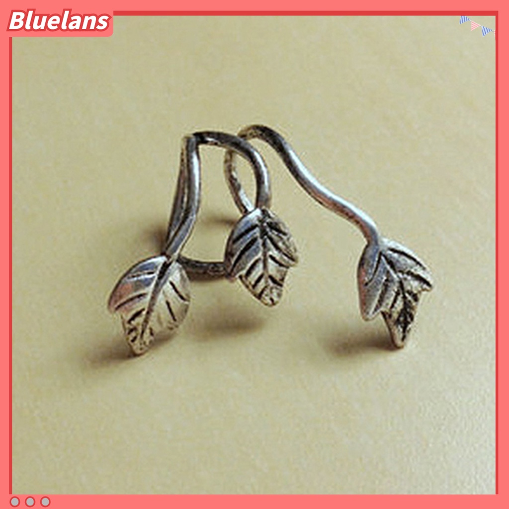 1pc Anting Klip Desain Daun Gaya Vintage Untuk Wanita