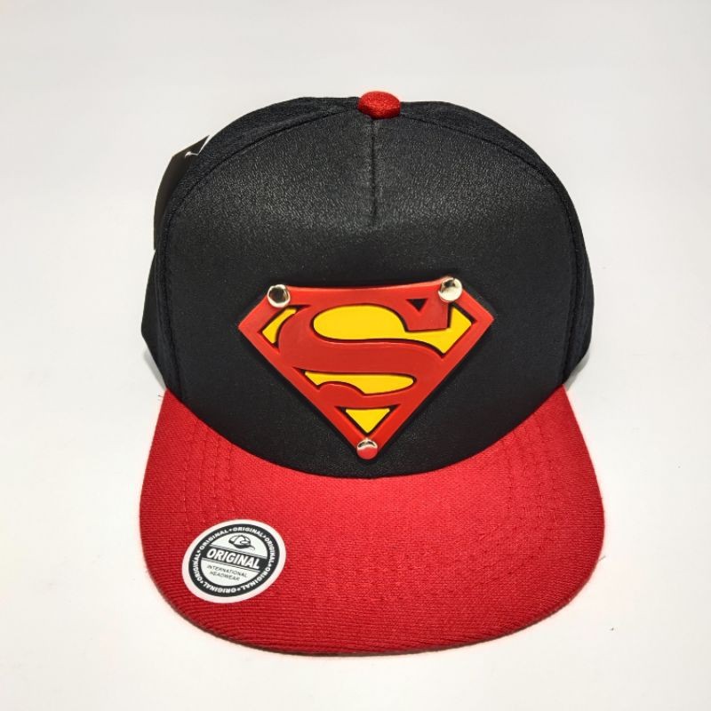 Topi Anak Snapback anak/Topi ploking anak/topi anak karakter-Hitam Superman
