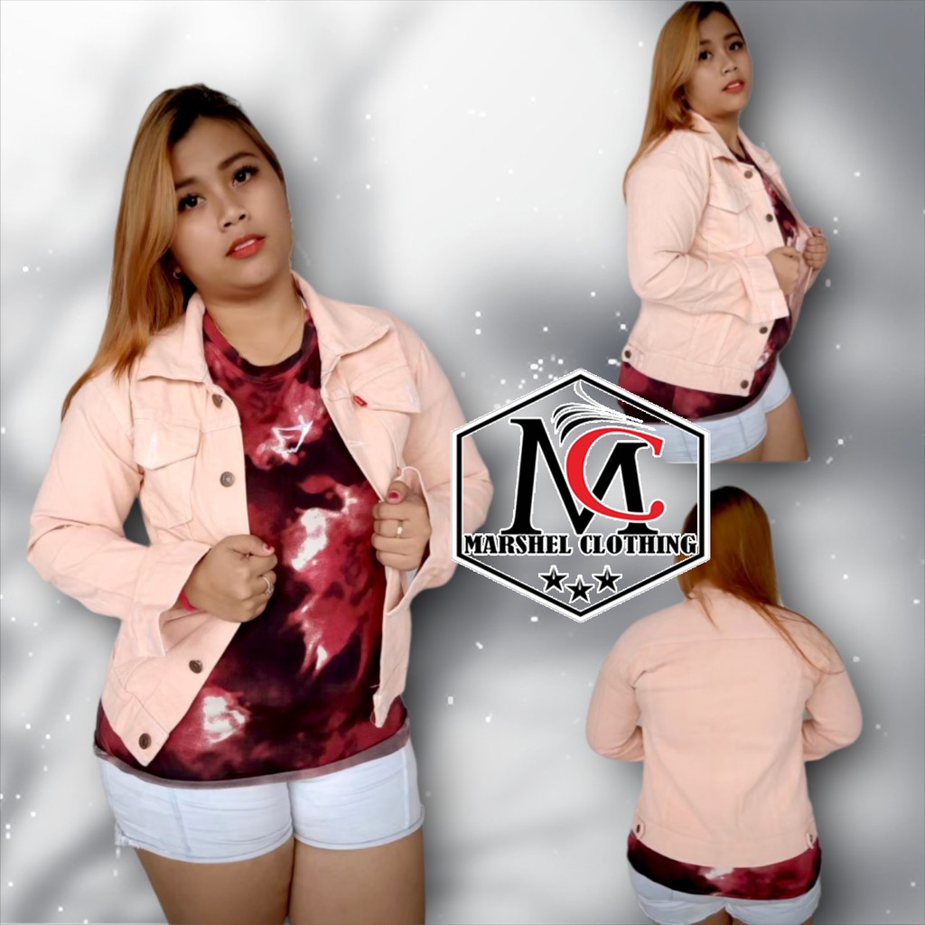 RCL - Jaket Jeans Pink Pic Tua Denim Crop Wanita Anak Perempuan Oversize Jumbo Terlaris