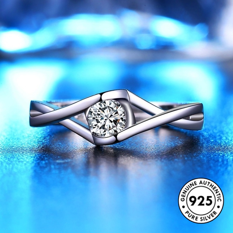 Cincin Berlian Bentuk Hati Bahan S925 Silver Untuk Wanita