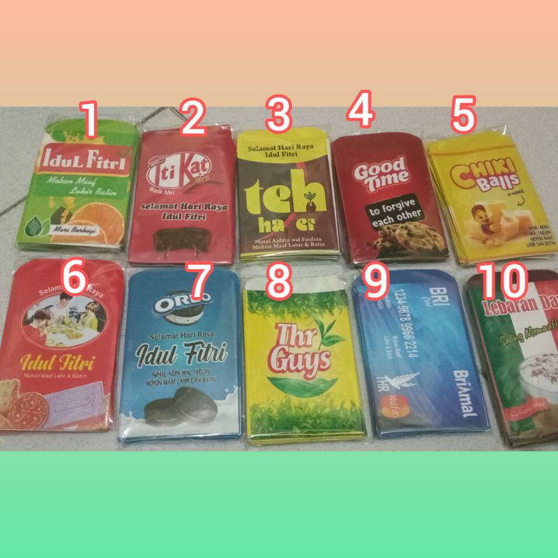 pilih motif 10 PC AMPLOP MINI LEBARAN MOTIF SNACK 5.5X9