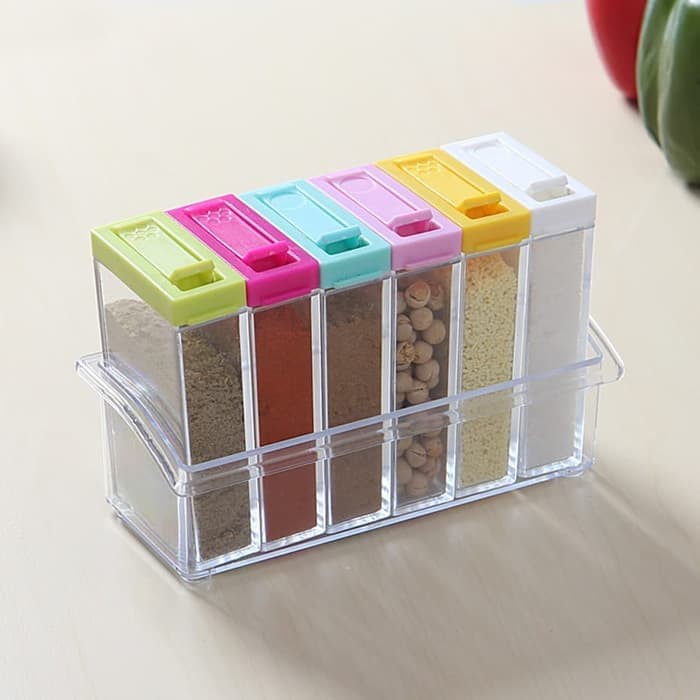 

Rak Tempat Bumbu 6 in 1 Seasoning Box Serbaguna Kristal Unik