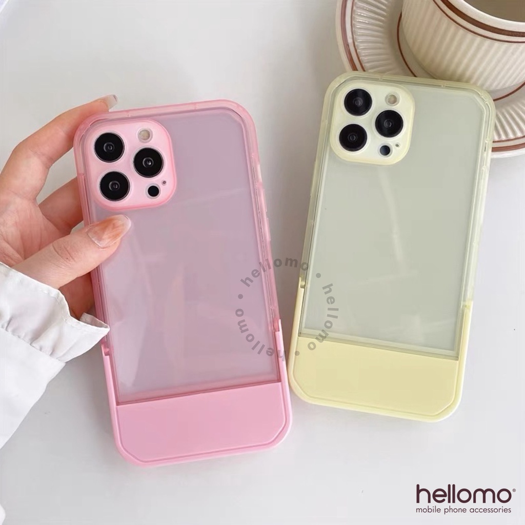 (1) Case iPhone Stand Phone Casing Softcase TPU Holder Invisible Bangku