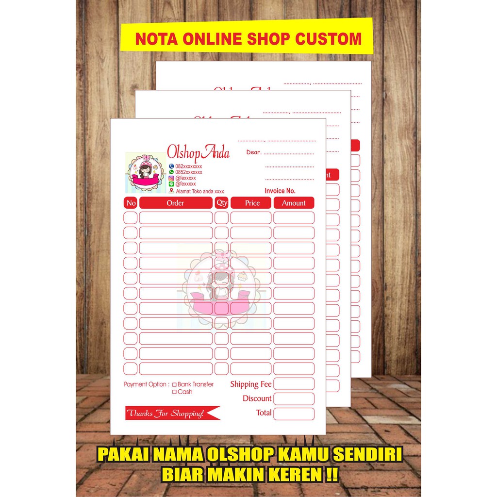 Nota Olshopkwitansiinvoicefaktur Custom 14 Folio